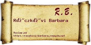 Ráczkövi Barbara névjegykártya